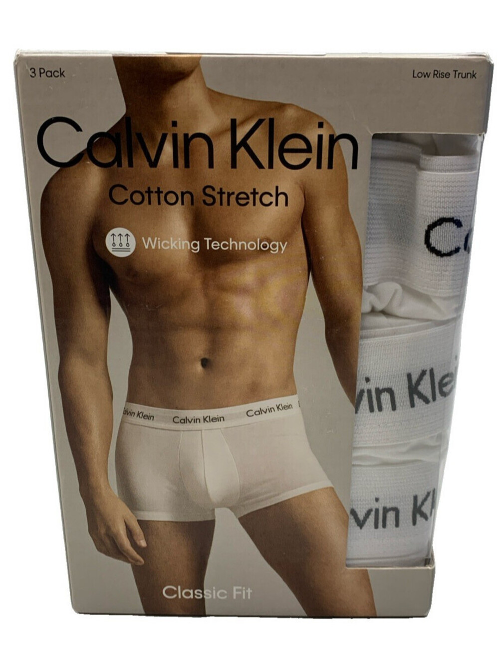Calvin Klein Cotton Stretch Underwear Low Rise Trunks Classic Fit Size XL 3 PACK